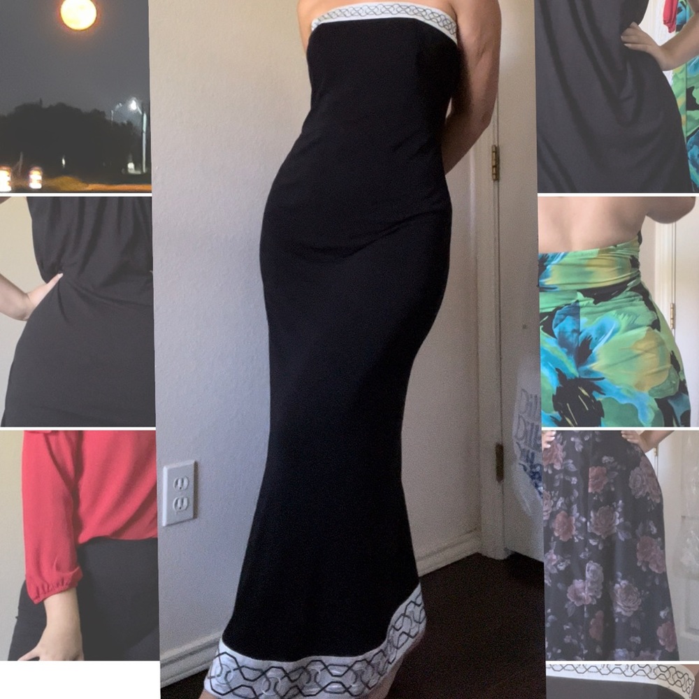 Black Strapless Floor-Length Dress